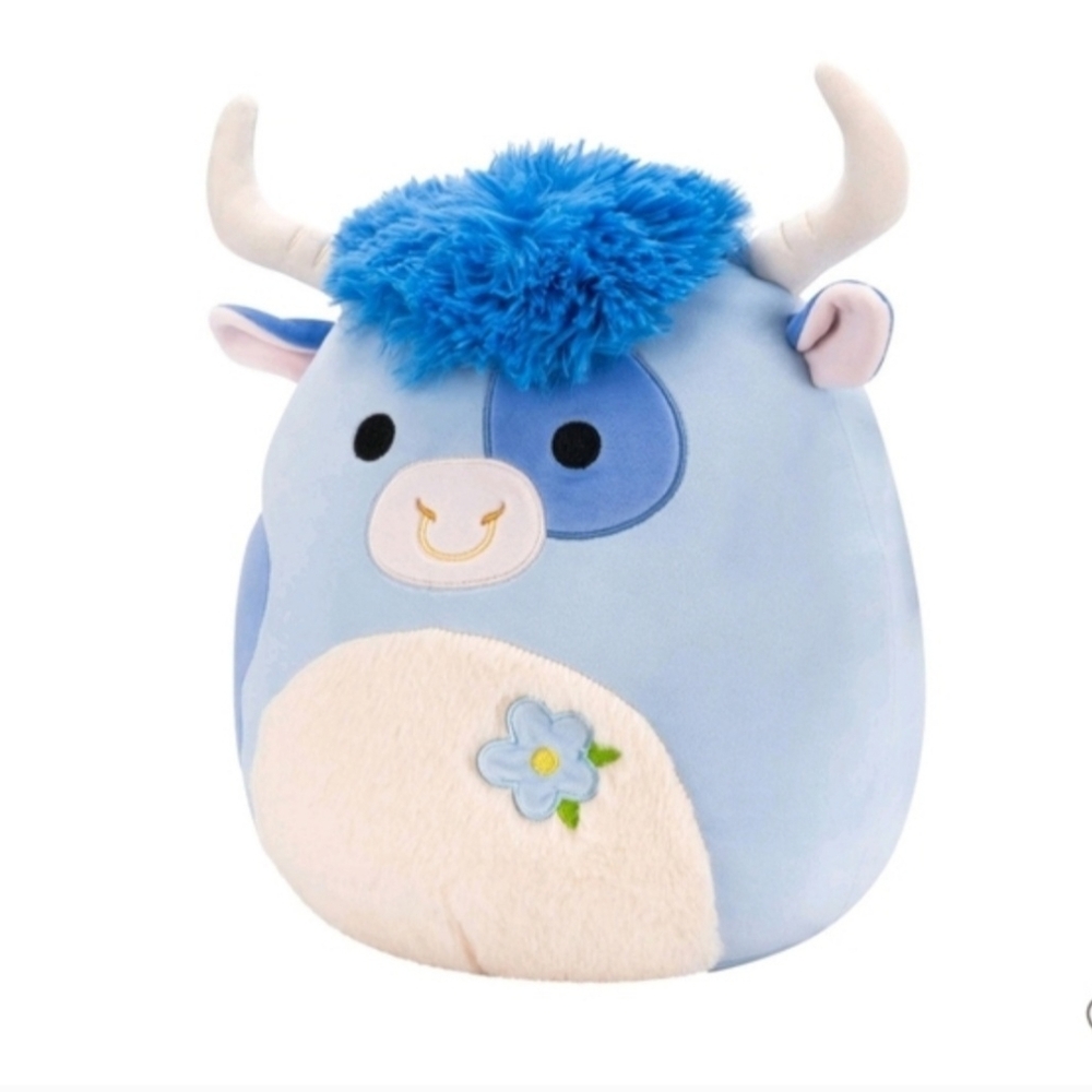 New Squishmallows 12" Bermayeh Blue Ball with Fuzzy White Belly and Flower Mediu - Picture 2 of 10